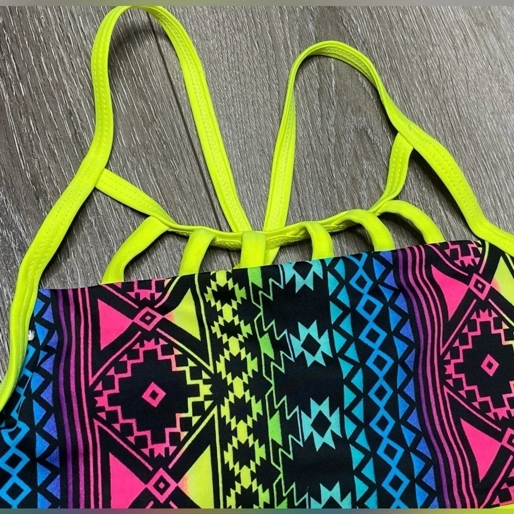 Justice Girl Bikini Top & Bottom Seimsuit Neon Set Size 10